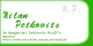 milan petkovits business card
